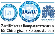Logos der Zertifizierungen für das Kompetenzzentrum der Chirurgischen Koloproktologie